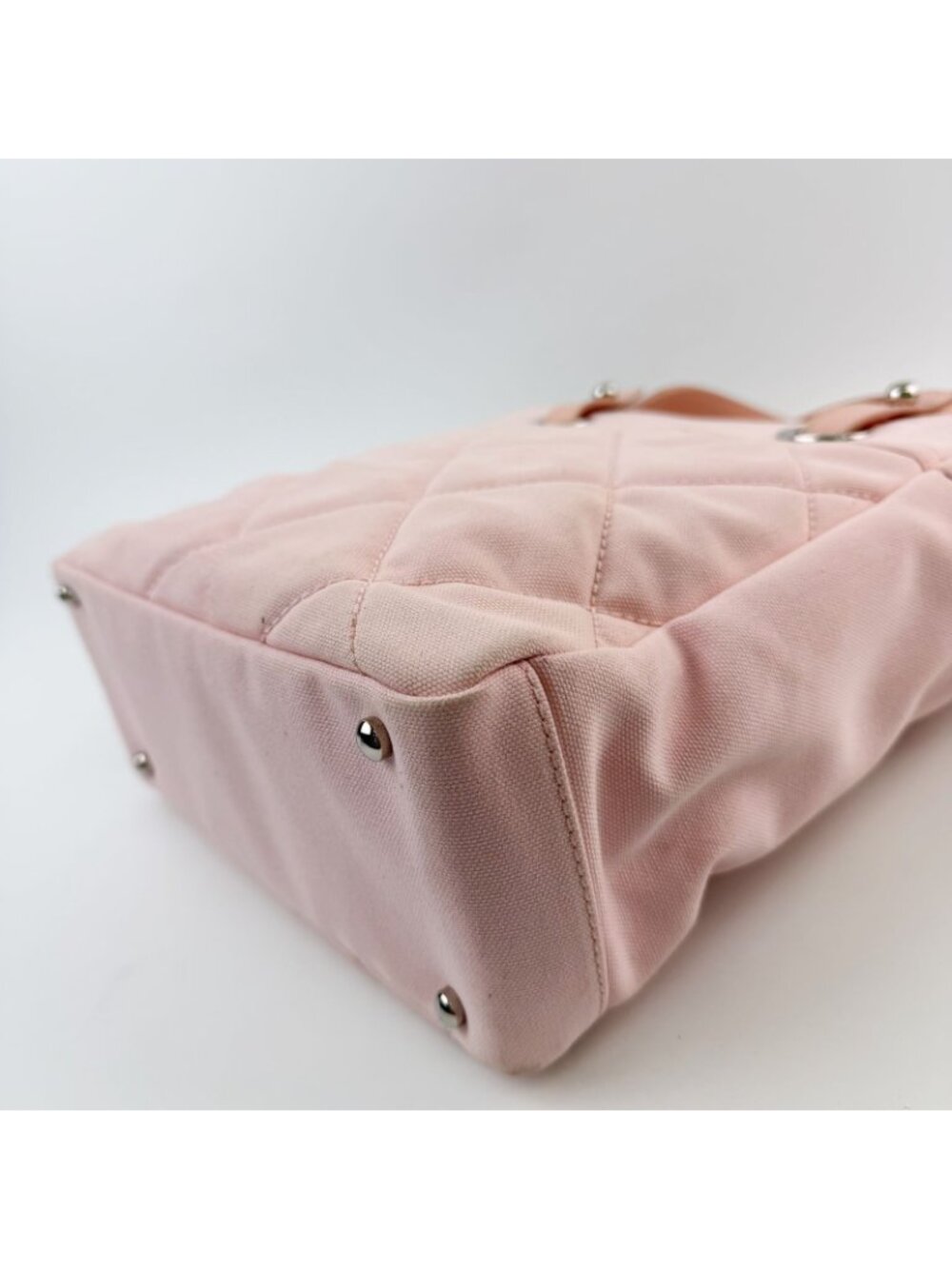 Chanel Paris Biarritz PM Here Charm Quilted Tote Shoulder Bag Canvas Pink - Picture 13 of 16